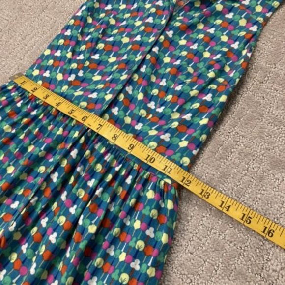 Sun Dress Blue/ Multi Color Button Front Racer Back W/ Pock… - Picture 4 of 7